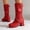 Red, variant on Women's Boots Knee Block Heel Zipper Boot Heel Knee High Boots For Disco Evening Party