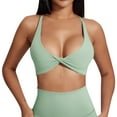 thumbnail image 3 of KHONTS Women's Sports Bras Backless Strappy Workout Bra Low Support Gym Bras Light Green1 M, 3 of 6