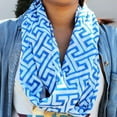 thumbnail image 4 of Pop Fashion Women's Infinity Scarf with Hidden Zipper Pocket & Pattern Print Greek Key (Blue), 4 of 4