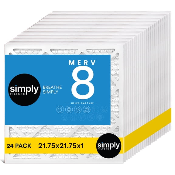 Simply Filters 21.75x21.75x1 MERV 8, MPR 600, AC Furnace HVAC Air Filter (24 Pack)