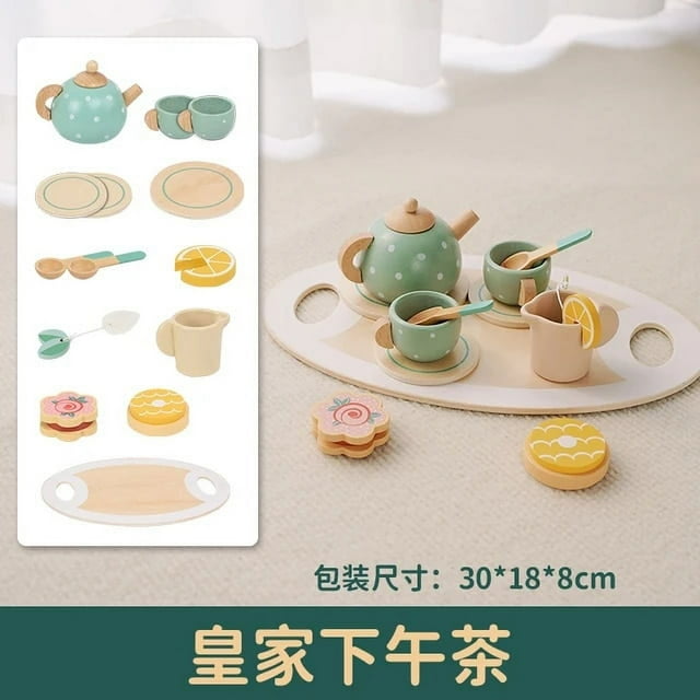 Kids Wooden Toys Simulation Kitchen Toy Pretend Play Afternoon Tea Dessert Coffee Machine Mixer Juicer Ice Cream Gift For Chlid