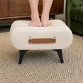 thumbnail image 4 of SOULART Leather Storage Stool with Metal Legs & Handles, Modern Square Footrest Ottoman with Hidden Storage for Living Room, White, 4 of 9