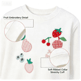 thumbnail image 3 of Gaxelrn Toddler Girls Cotton Crewneck Sweatshirt with Embroidered Fruit Applique,Long Sleeve,White,Size 2-3 T, 3 of 5