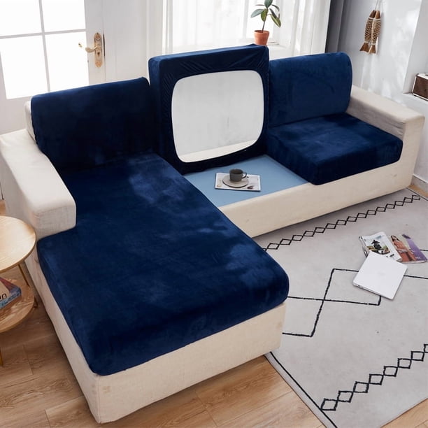 Funda de cojín de sofá de terciopelo para sala de estar, funda elástica antideslizante para sofá, funda suave de Color sólido, Protector de muebles para decoración del hogar
