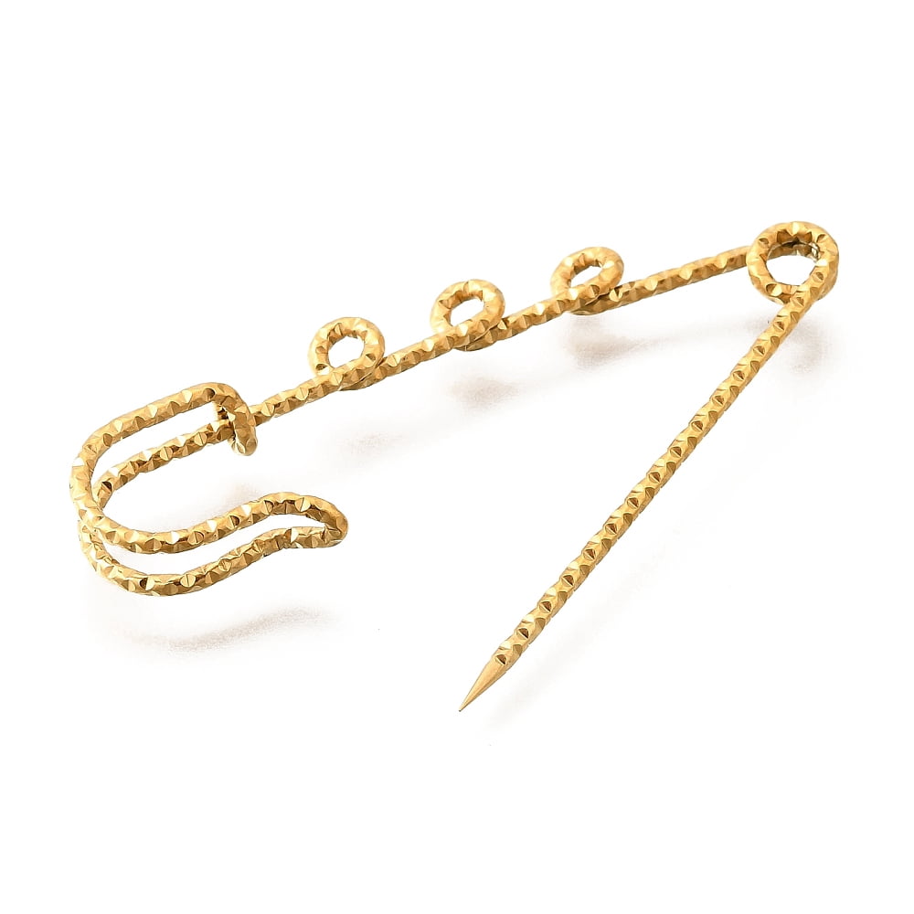 304 Stainless Steel Safety Pins Brooch Findings Ion Plating(IP) Kilt Pins with Loops for Lapel Pin Making Golden 17.5x50.5x5.5mm Hole: 2.5mm