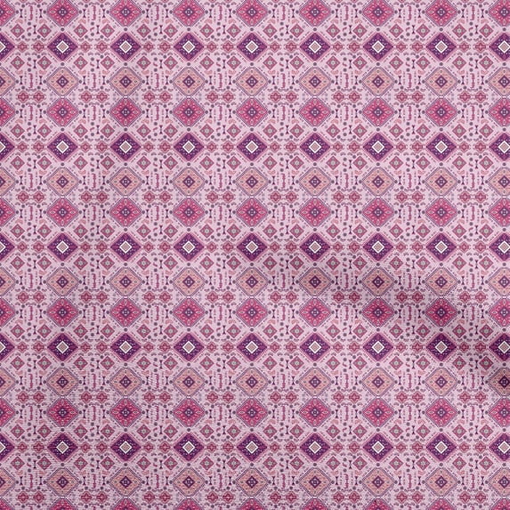 oneOone Viscose Jersey Pink Fabric Asian Kilim Craft Projects Decor Fabric Printed By The Yard 60 Inch Wide
