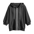thumbnail image 6 of PFRNLF Women's Zip Up Hoodies Lightweight Soft Casual 3/4 Sleeve Full Zip Sweatshirt Jacket with Pockets, 6 of 7