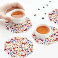 thumbnail image 4 of Leather Coasters with Heat-resistant for Drinks, Cute butterfly flowers -标题2 Octagon, 4 of 5