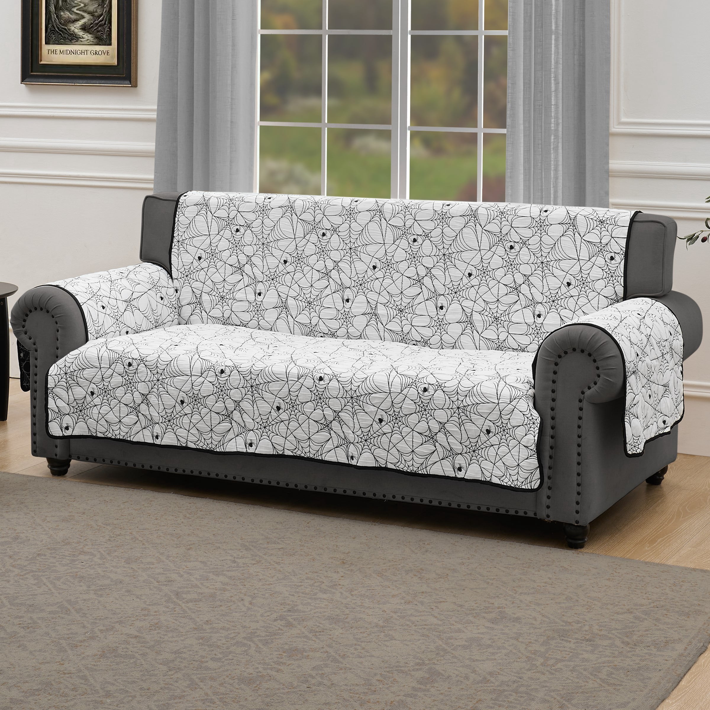 Greenland Home Fashions Spinderella Jacqard Woven Reversible Slipcover/Furniture Protector, Sofa