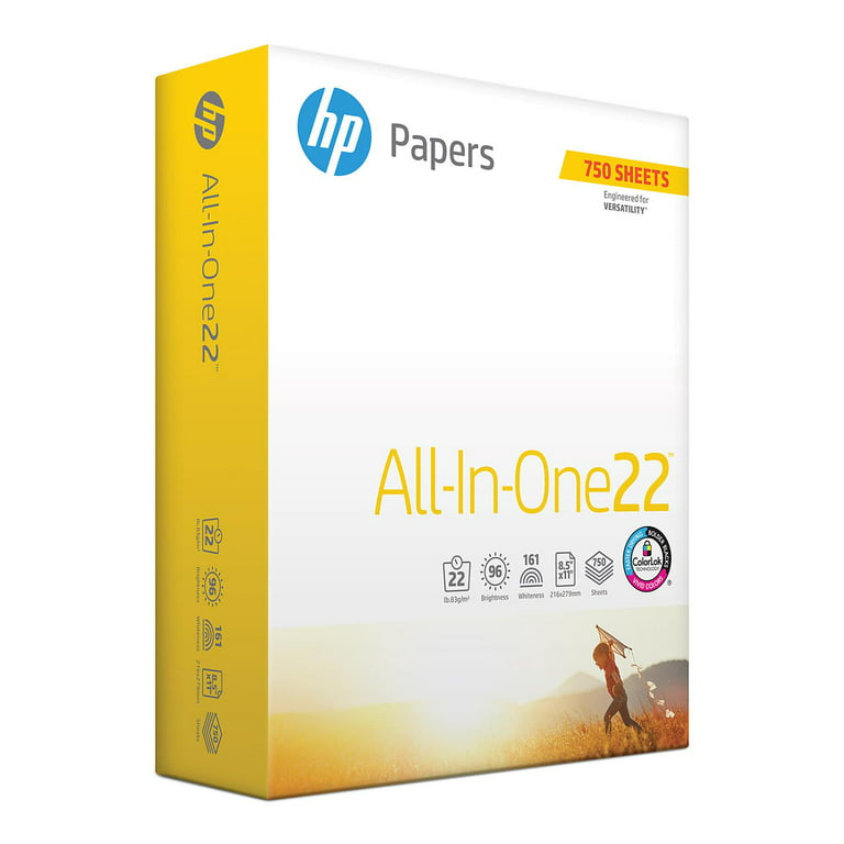 HP Papers | 8.5 x 11 Paper | All In One 22 lb | 1 Mega Ream - 750 Sheets |  96 Bright | Made in USA - FSC Certified | 207750R