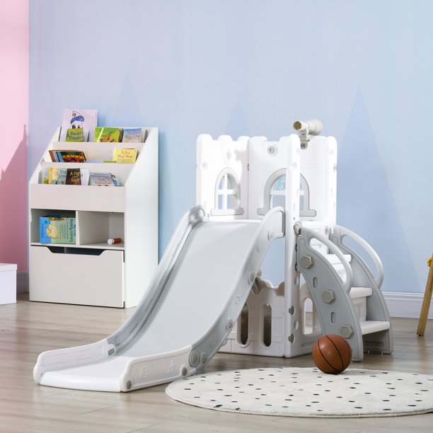 Toboggan 7 en 1 pour enfant extérieur et intérieur, toboggan pour bébé avec panier de basket-ball, échelle d'escalade, espace de rangement, toboggan pour le jardin, aire de jeux pour enfants de 1 Toboggan 7 en 1 pour enfant extérieur et intérieur, toboggan pour bébé avec panier de basket-ball, échelle d'escalade, espace de rangement, toboggan pour le jardin, aire de jeux pour enfants de 1