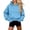 Light Blue, variant on Womens Warm Fleece Long Sleeve Cropped Hoodie Oversized Pullover Sweatshirt Banded Bottom Kangaroo Pocket Cozy Streetwear Daily Lounge, Blue, S