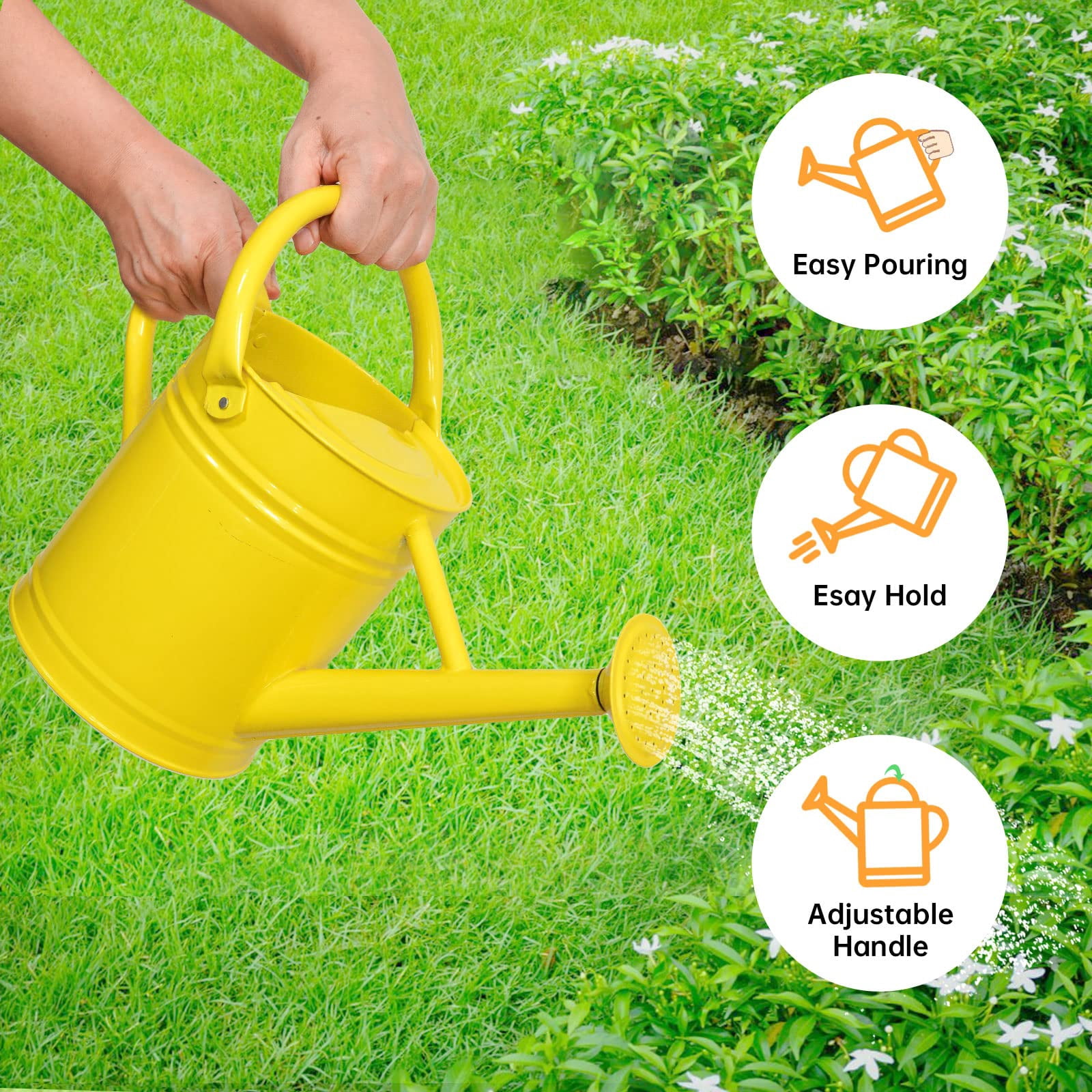 Metal Watering Can for Outdoor Plants, Galvanized Steel Watering Can with Removable spout, 1 Gallon,Perfect Home & Garden Décor Cream Green - YELLOW