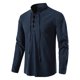 thumbnail image 1 of Blusa y camisa de manga larga con cuello alto para hombre, de algodón y lino, con cuello alto y corbata, de manga larga, estilo pulóver, blusa, blusa de algodón y lino para hombre., 1 of 7