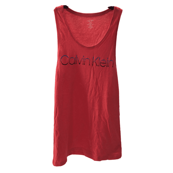 Calvin Klein Mens Logo Crewneck Tank Top, Tango Red, Size Small