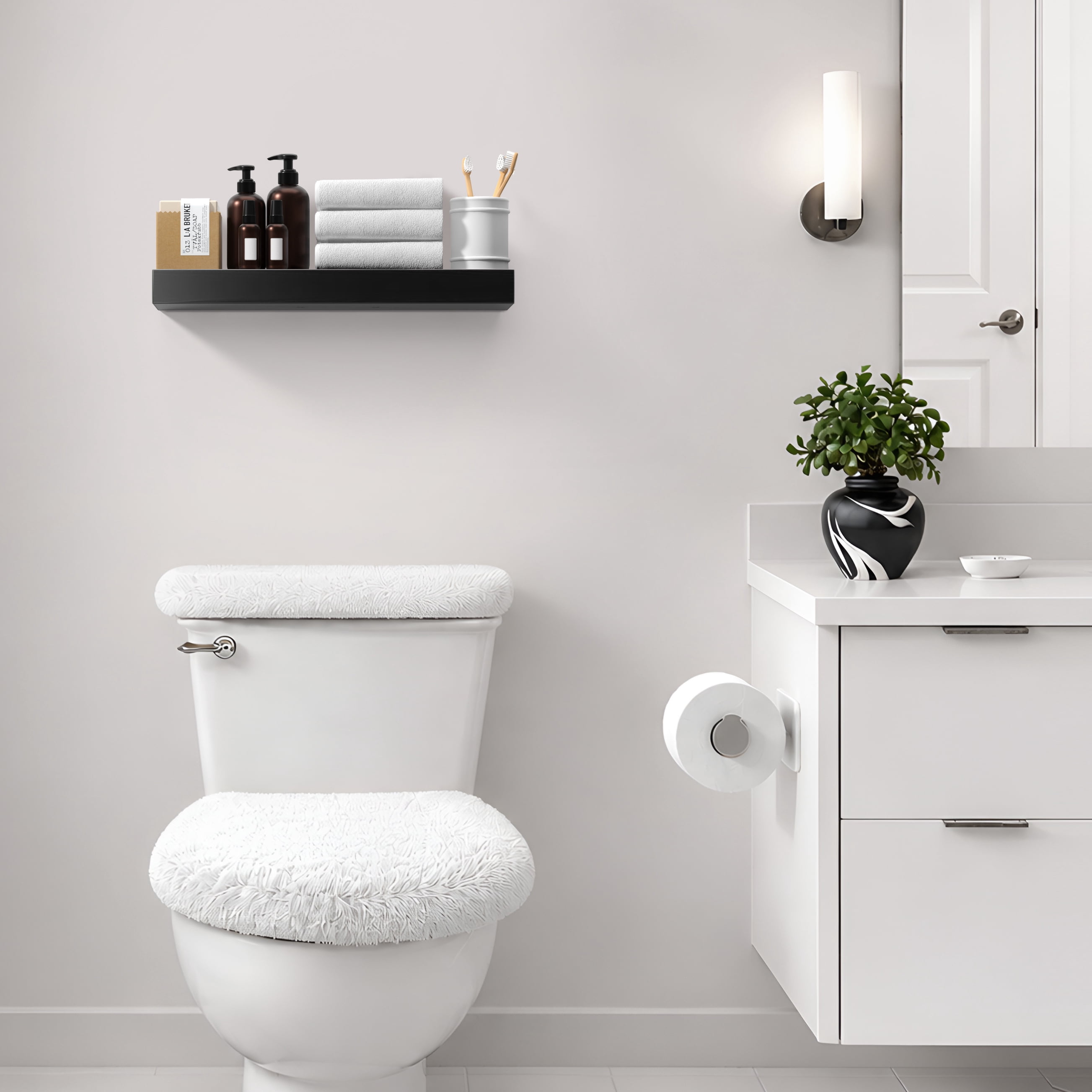 Sorbus 16.25" Floating Wall Shelf, Black, Invisible Brackets, Bathroom, Bedroom & Home Décor