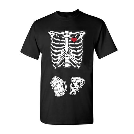 Skeleton Pizza & Beer Funny Humor Costume Adult T-Shirt