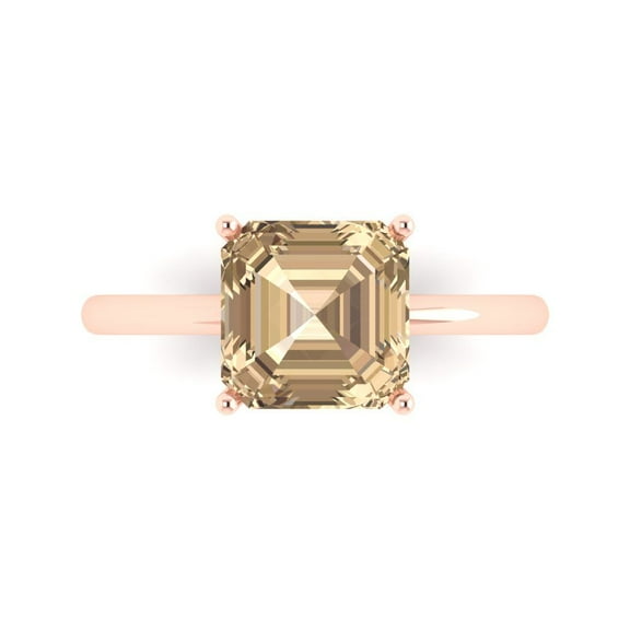 Solitaire Engagement Ring for Women - 2.5ct Yellow Moissanite in 14K Rose Gold Promise Ring