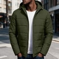 thumbnail image 2 of Men's Hooded Puffer Jacket Full Zip Padded Coat,Warm Windbreaker Fall Winter Outerwear Relaxed Comfy Daily Outing Wear,Green,XXL, 2 of 9
