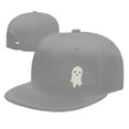 thumbnail image 7 of DouZhe Flat Brim Cap Snapback Hat, Halloween Ghost Prints Adjustable Gray Adult Baseball Cap, 7 of 7
