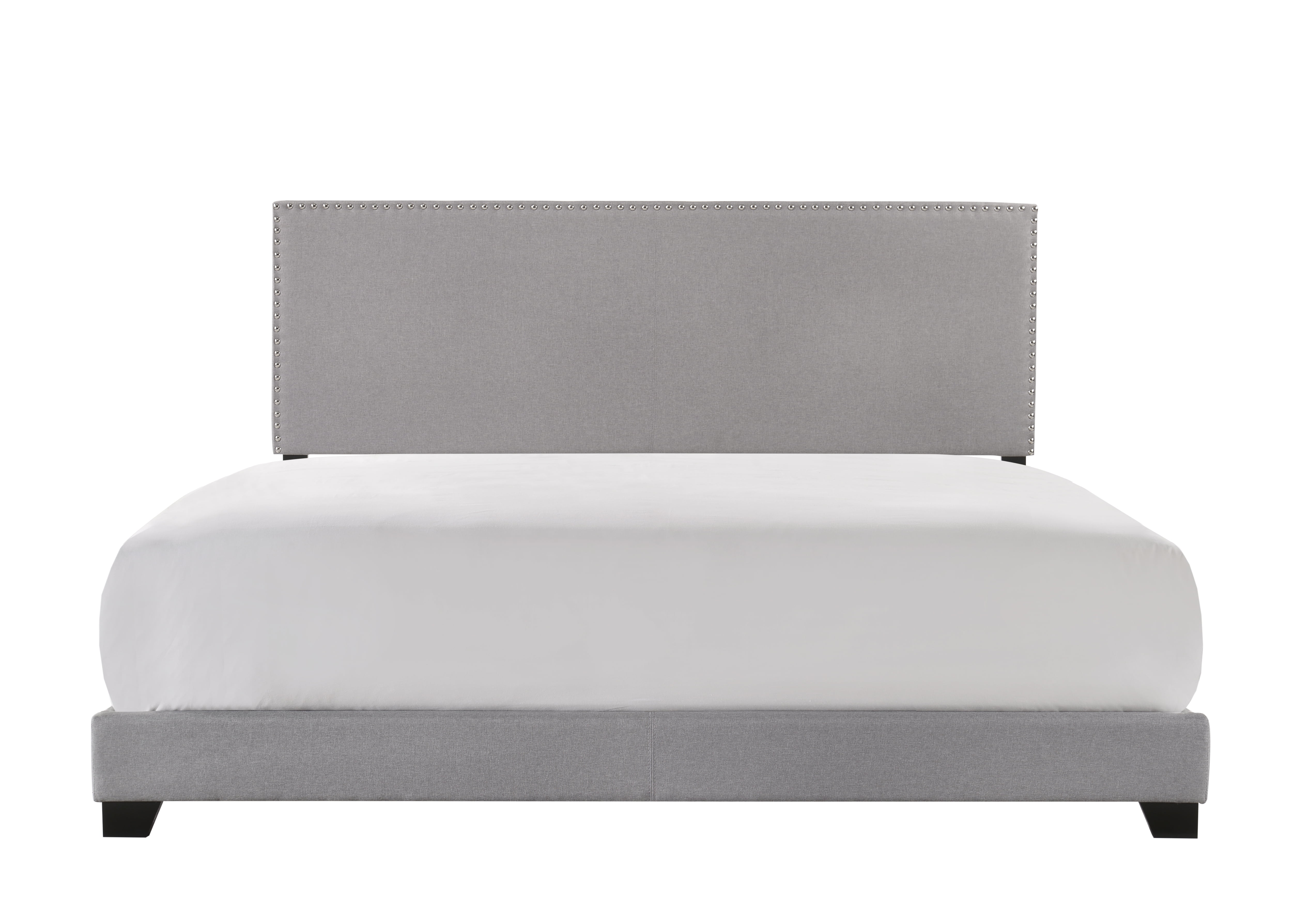 Crown Mark Erin Gray Upholstered Bed with Nail Head Trim, King