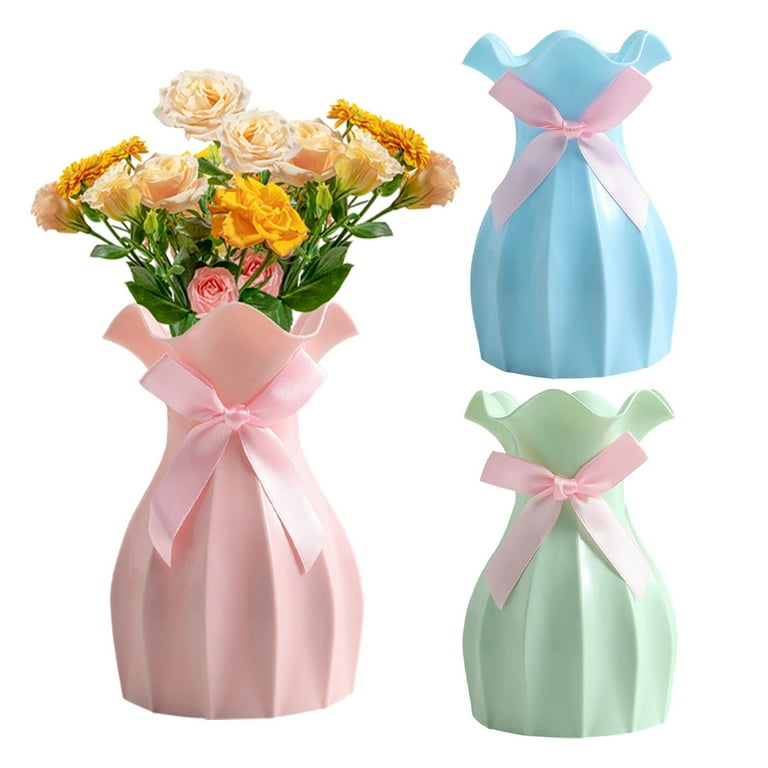 WUXIAB Coquette Bow Vase,Plastic Flower Vase,Bow Room Decor