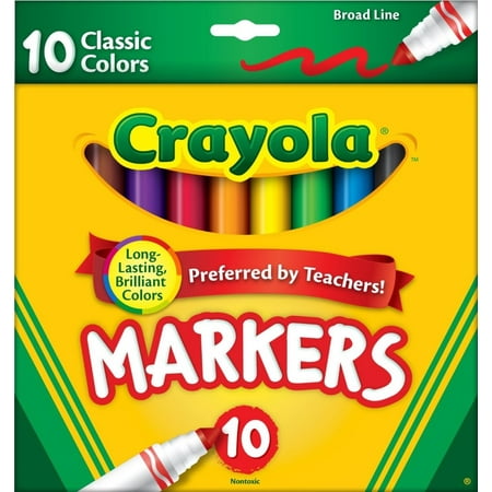 Crayola Broad Line Markers, Classic Colors, School Supplies, 10 (Best Art Paper For Markers)