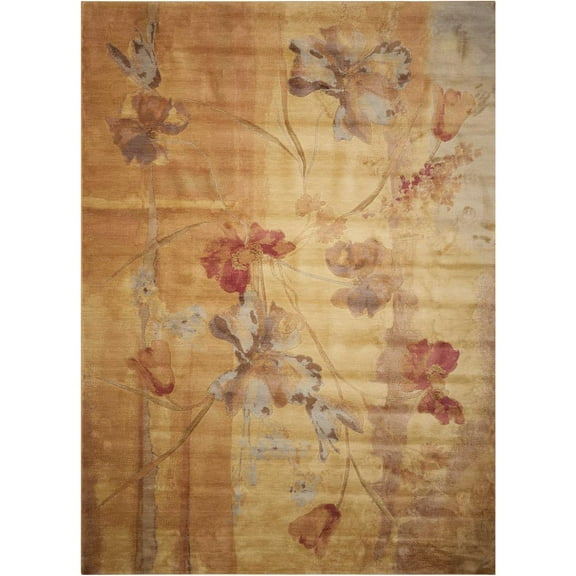 Nourison Somerset Traditional Floral Beige 5'3" x 7'5" Area Rug, (5' x 8')