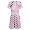 thumbnail image 5 of Black Polka Dots Pink Background Women's Dress Short Sleeve Summer Sundress Summer Women Clothes, 5 of 7