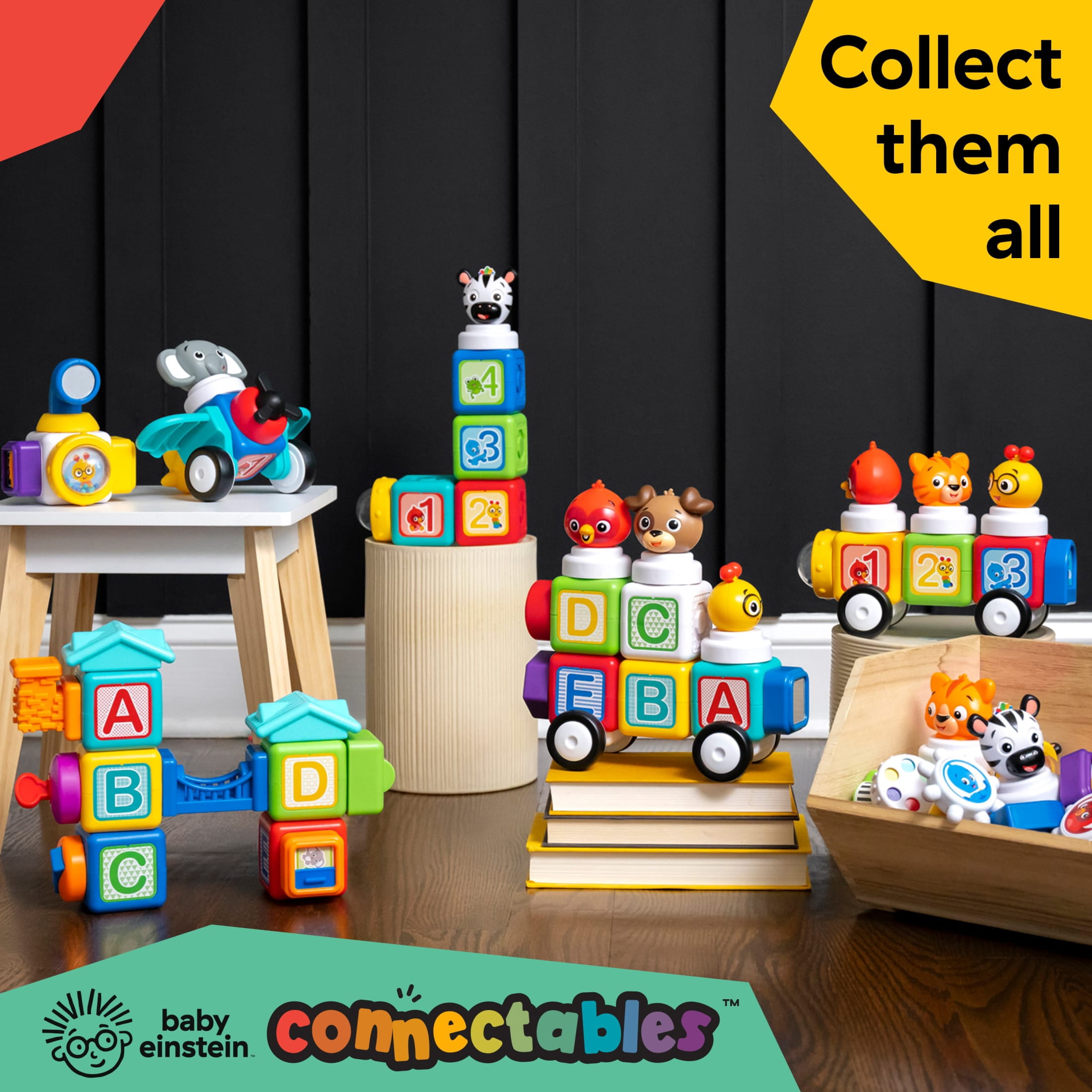 Baby Einstein Connectables 15-Piece Magnetic Activity Baby Building Blocks Toys, 6 months+ Unisex