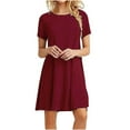 thumbnail image 4 of Tshirt Dress Women Summer Short Sleeve Crewneck Loose Fit Lightweight Casual Mini Dresses T Shirt Dresses for Women, 4 of 6