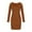Brown, variant on Aofany Fashionable Women's Long Sleeved Low Square Neck Slim Elastic A-line Knit Dress