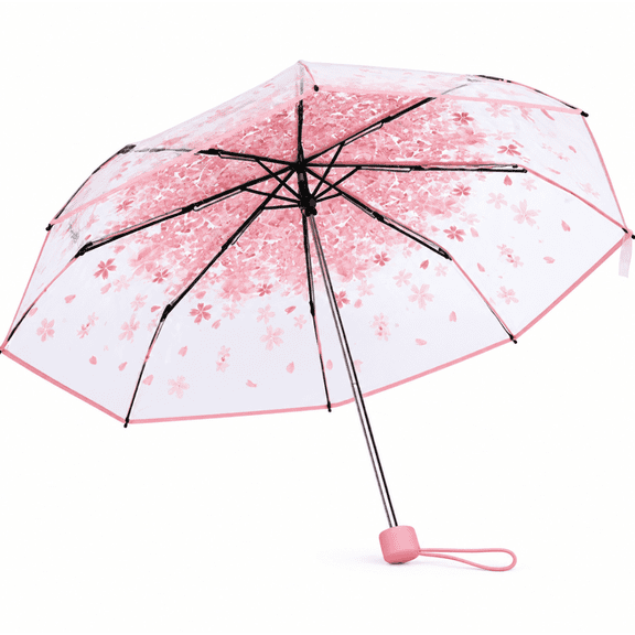 Clear Bubble Umbrella – Cute Floral Print Windproof Transparent Umbrella for Women, Girls & Wedding Use