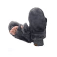 thumbnail image 2 of C.C Women's Faux Fur Wrist Length Fingerless Sherpa Lined Convertible Mittens Gloves, Dark Mel Grey, 2 of 3