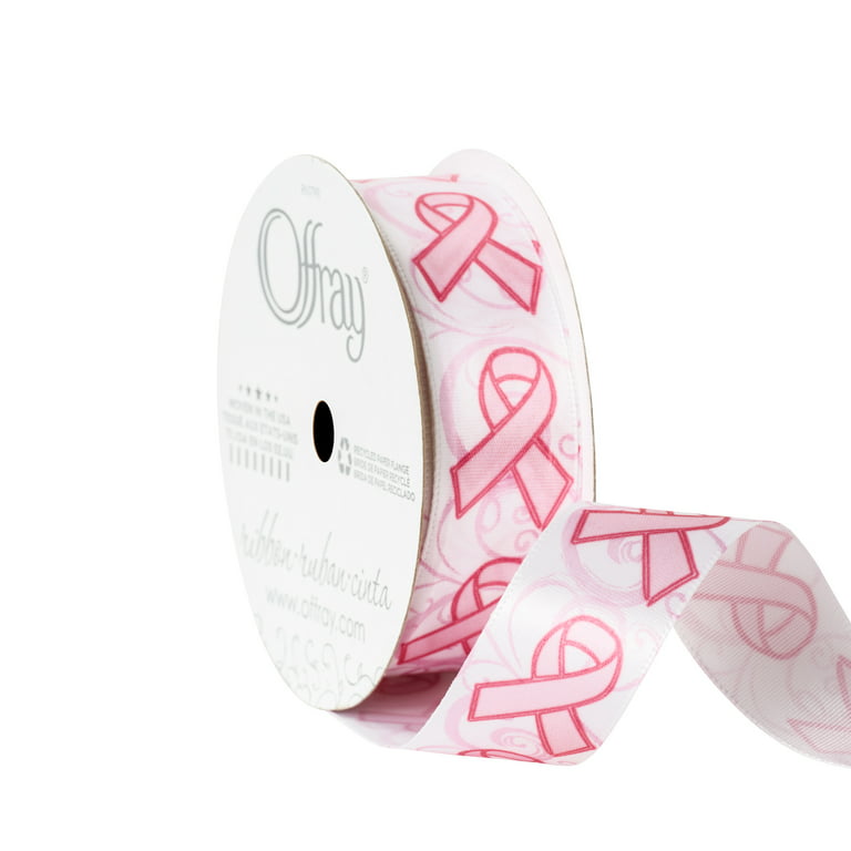  Holiday Shop 3 inch Grosgrain Ribbon Pink Breast Cancer Printed  are for Hair Bows Crafts Gifts and More (3 Yards)
