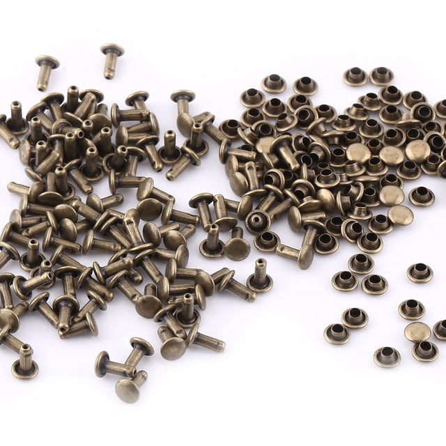 Herwey 100 Pcs Rivet Double Capuchon Tubulaire Métal Cuir Réparation Clous Décoration, Rivet Rapide, Rivet Métal