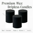 thumbnail image 2 of NeoMart - Dripless Unscented Pillar Candles, Set of 3 Hand Poured Solid Color Non-Scented Candles for Home Decor, Premium Wax, 60 Hr Burn Time - 3x4 Inch, Black, 2 of 12