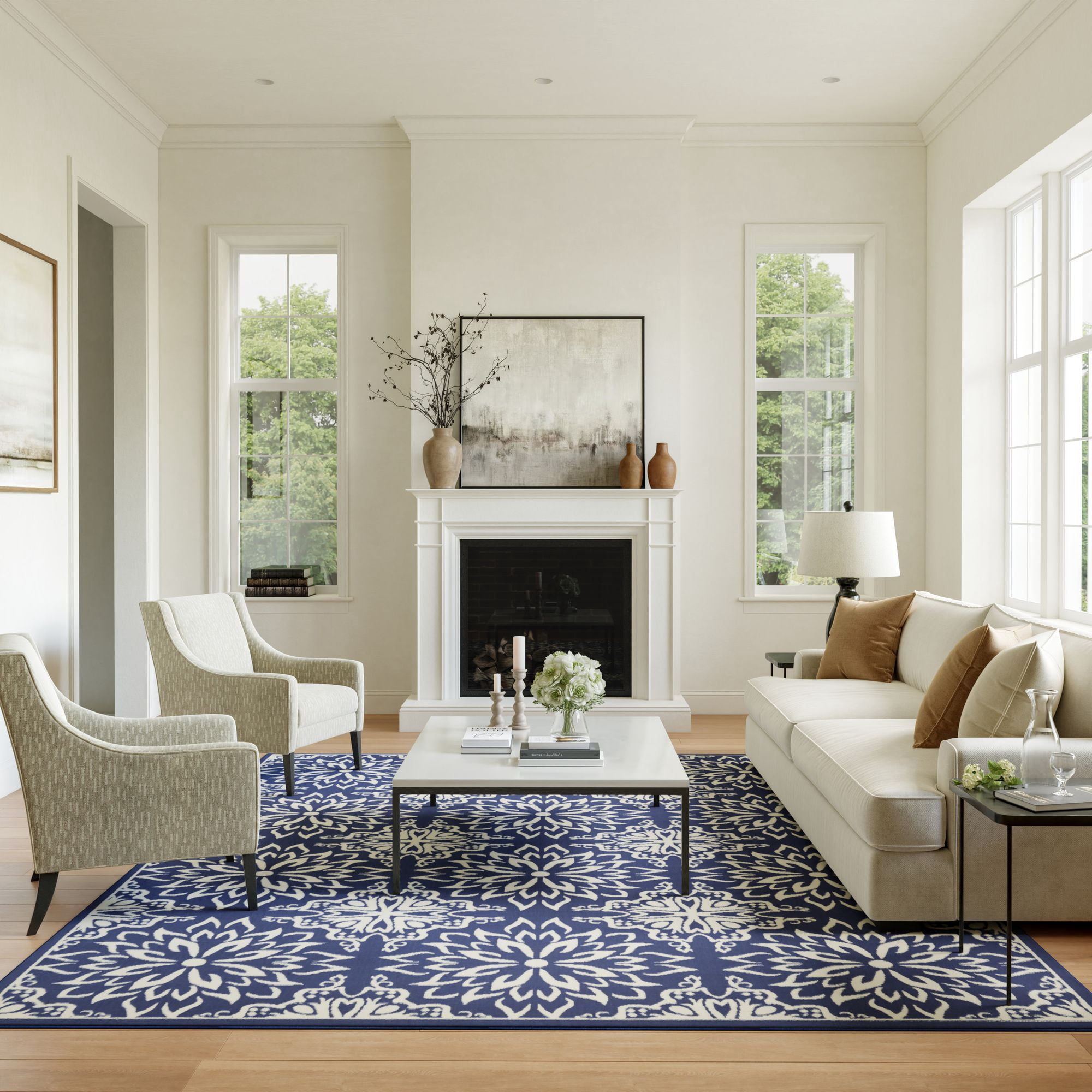 Nourison Jubilant 7'10" x 9'10" Navy/Ivory Farmhouse Indoor Rug