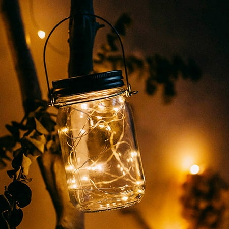 

XEOVHV Glass Mason Jar With Integrated Solar Panel And Leds For Lighting Ye Summer Patio Lights Suitable For Patio Lighting For Cooling Atmosphere Lights