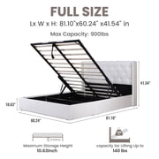 Upholstered Hydraulic Lift Up Storage Platform Bed,Full Size,Cream