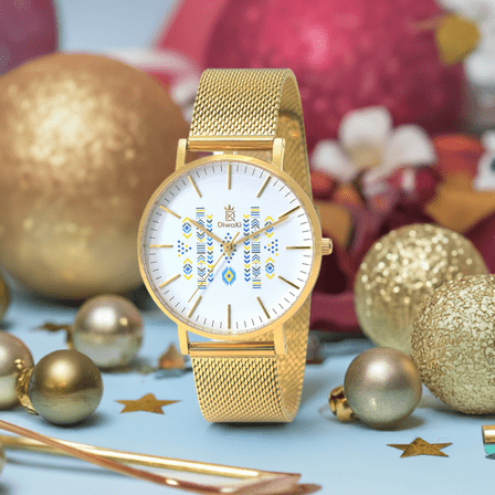 DiwaKi Women's 18 mm Classic Stainless Steel Shark Mesh Wristwatch, Gold