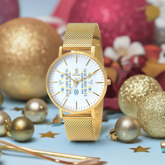 DiwaKi Women's 18 mm Classic Stainless Steel Shark Mesh Wristwatch, Gold