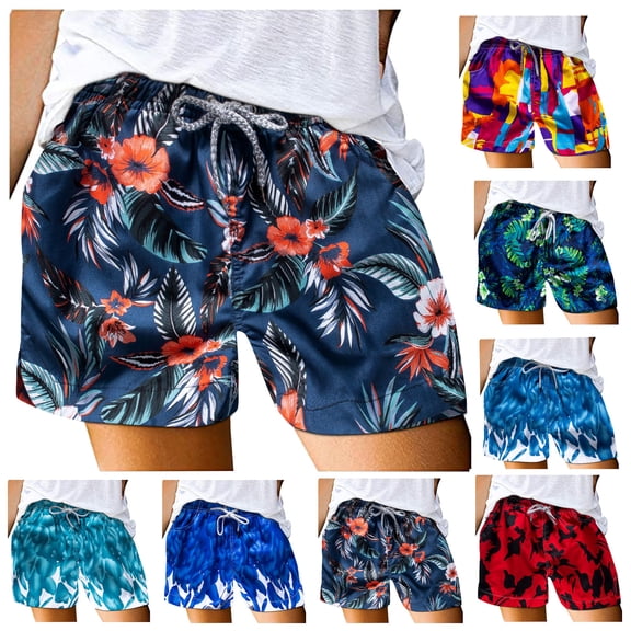 Trendfront Women's Graphic Print Quick Dry Swim Beach Shorts Outdoor Summer Vacation Board Shorts Bottoms for Women