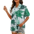 thumbnail image 3 of MOUSYA Hawaiian Shirts for Women Floral Leaves Printed Shirt Tropical Button Down Tops Summer Beach Blouse, 3 of 8