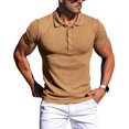 thumbnail image 1 of Polos musculosos para hombres Camisas de golf de manga corta ajustadas Camisas de corte seco para hombres Ropa casual elegante Caqui, 1 of 1