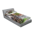 thumbnail image 2 of Ambesonne Rustic Fitted Sheet & Pillow Sham Set, Farmhouse Countryside, Twinxl, Brown Green Red, 2 of 2