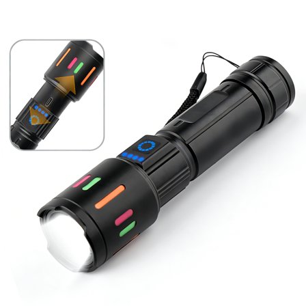 ASKITO Rechargeable Flashlight, 350000000 Lumen Super Bright Tactical Flash Light, Waterproof Powerful Flashlight for Outdoor and Home Use, Black