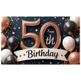 thumbnail image 2 of Glitter Balloons Happy 50th Birthday Banner Milestone Decor for Celebration Event Indoor Party, 2 of 5