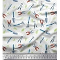 thumbnail image 1 of Soimoi White polyester Crepe Fabric Garden Tool Hardware Printed Fabric 1 Yard 42 Inch Wide, 1 of 3