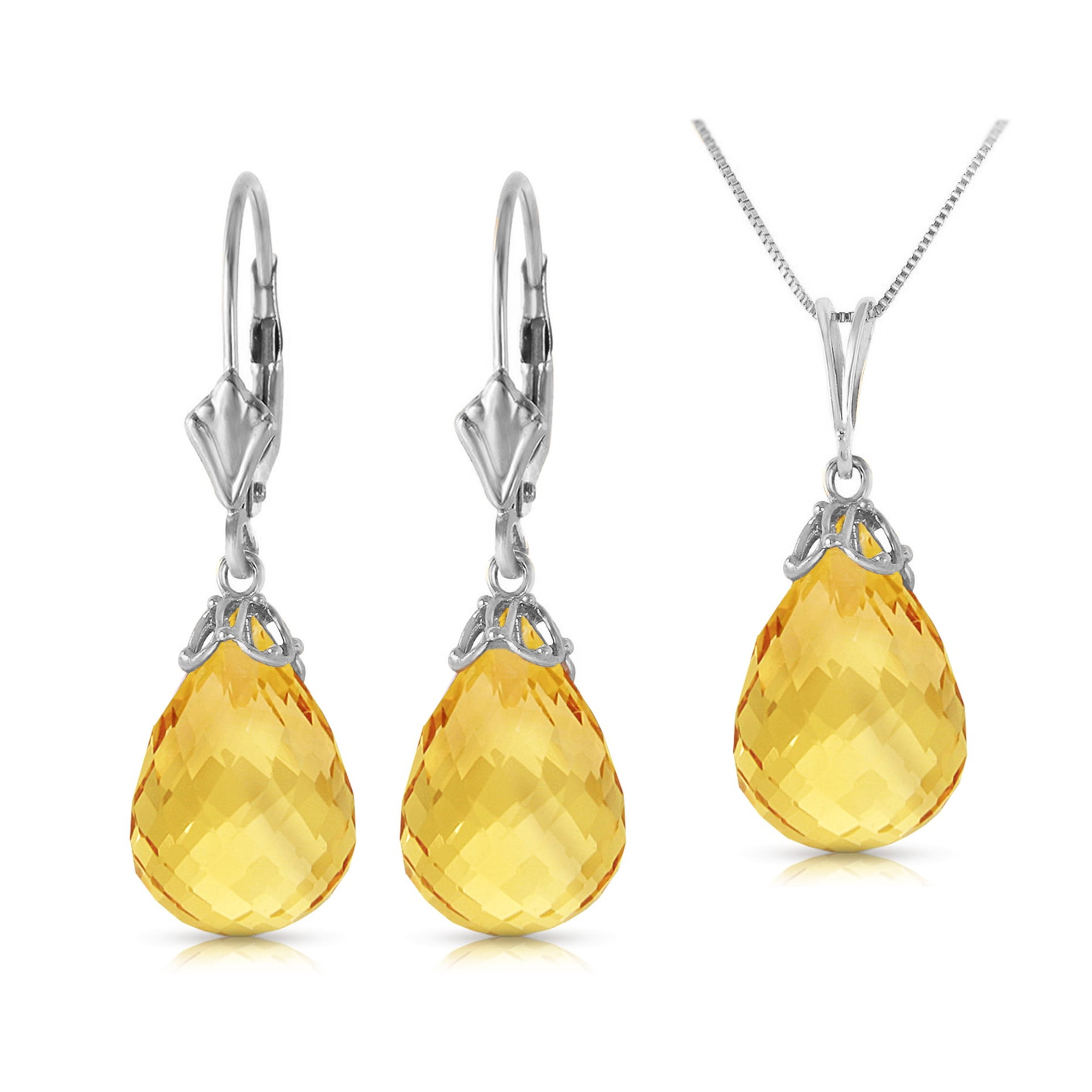 Galaxy Gold 14K Solid Gold Natural Citrine Earrings for Women - White Gold Fine Jewelry